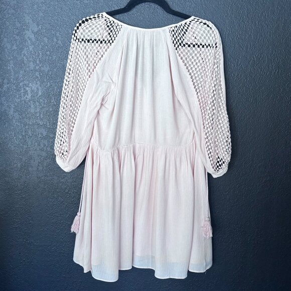 NWT - Heartloom Light Pink Helene Tie Neck 3/4 Sleeves Tunic Mini Dress (Size S) - Picture 5 of 9